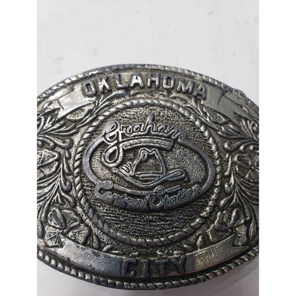 Lot Of 3 Vintage Oklahoma City Guess Y2K Chunky Big Two Tone Western Belt Buckle - Picture 4 of 16